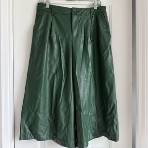 Anthro Green Faux Leather cropped pants